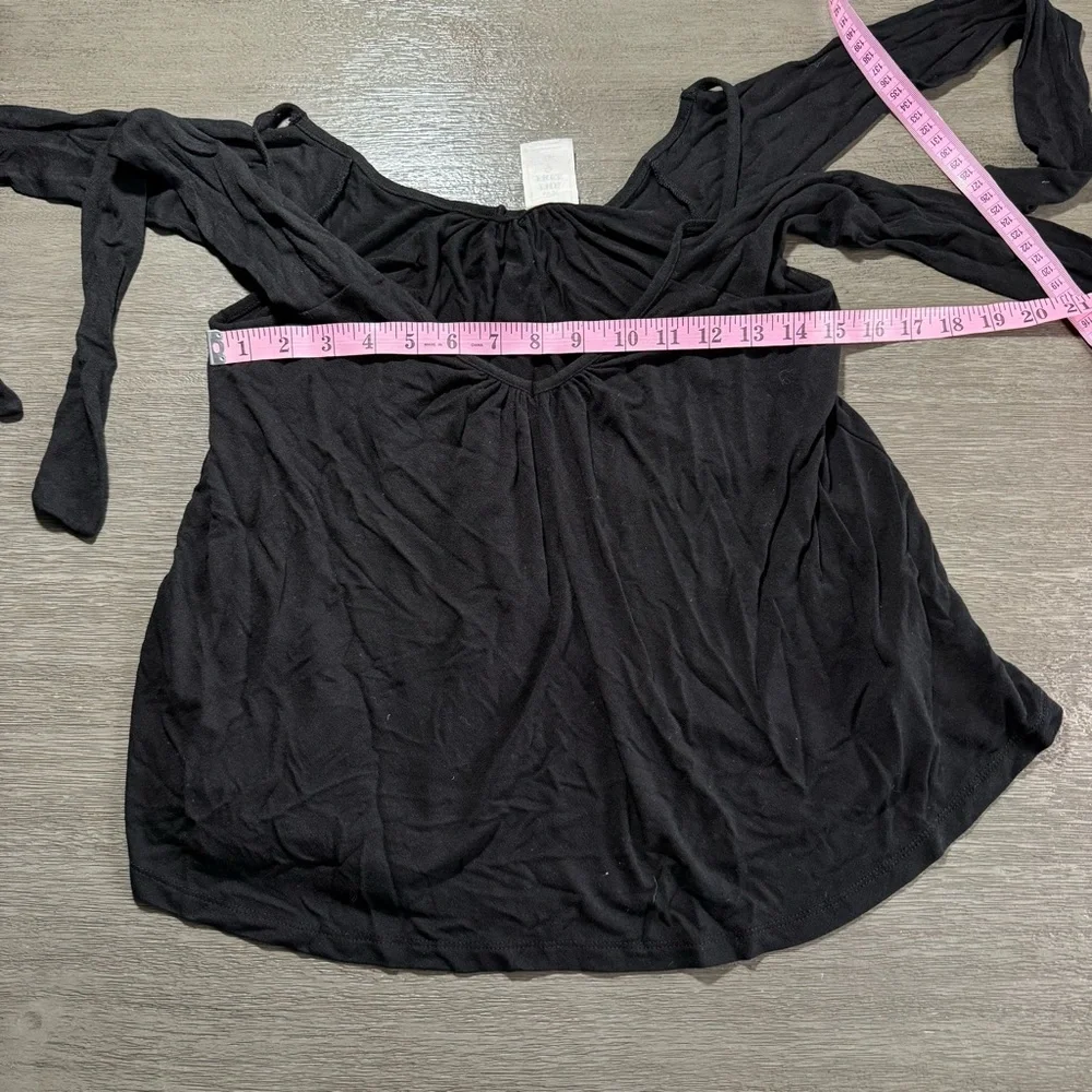 Free People Black Bow Off Shoulder Tank Top S - Picture 10 of 11